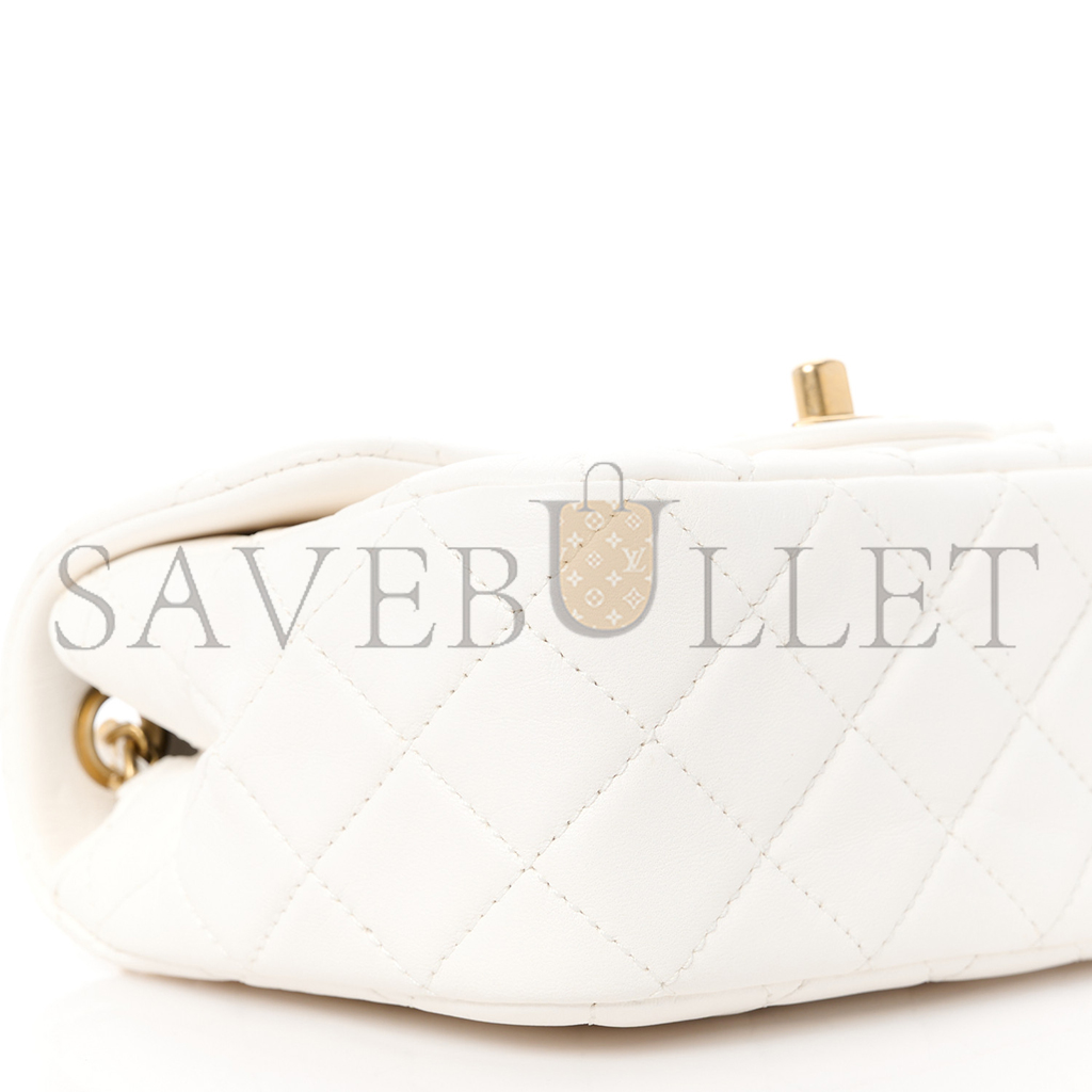 Ch*el master golden ball flap bag fatty square white (18*13*7cm)